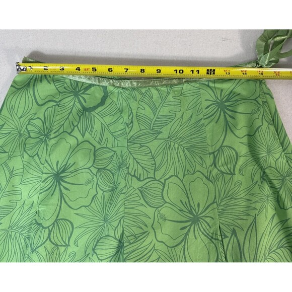 St. John’s Bay Vintage Y2K Green Floral Hawaiian Wrap Skirt Stretch Women’s 10 - Picture 5 of 9
